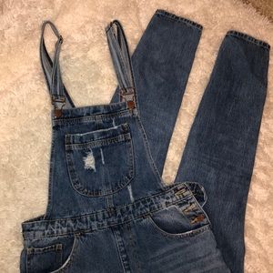 medium wash overalls